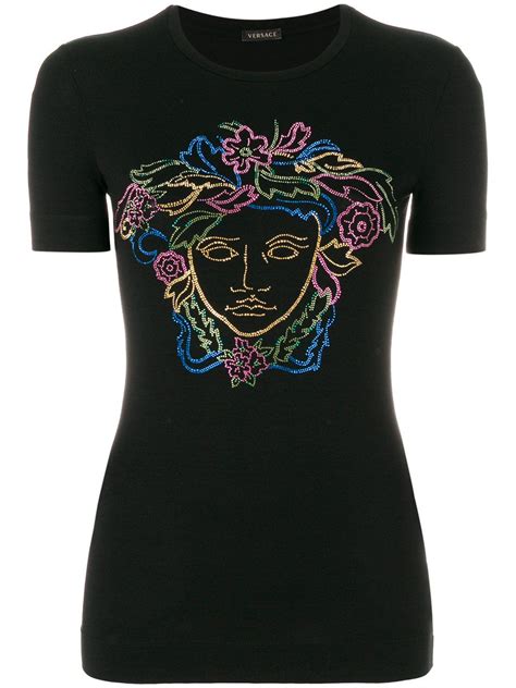 versace embroidered medusa t-shirt|Versace Medusa print t shirt.